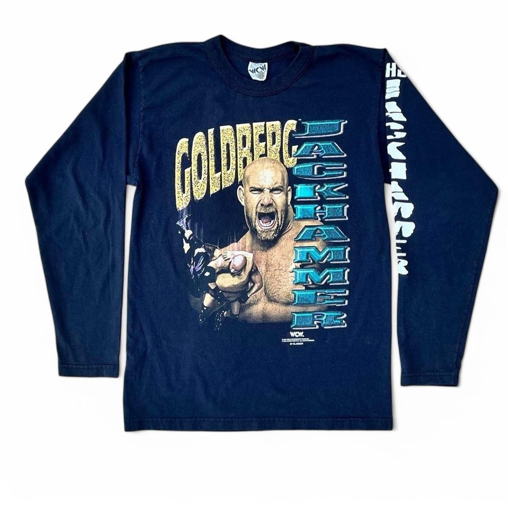 VTG 90s Goldberg The Jackhammer LongSleeve 1998 Licensed WCW Tee 18x25 Small